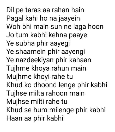 phir kabhi lyrics in hindi